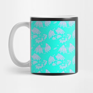 Turquoise and Pink Lace Bats Pastel Goth Mug